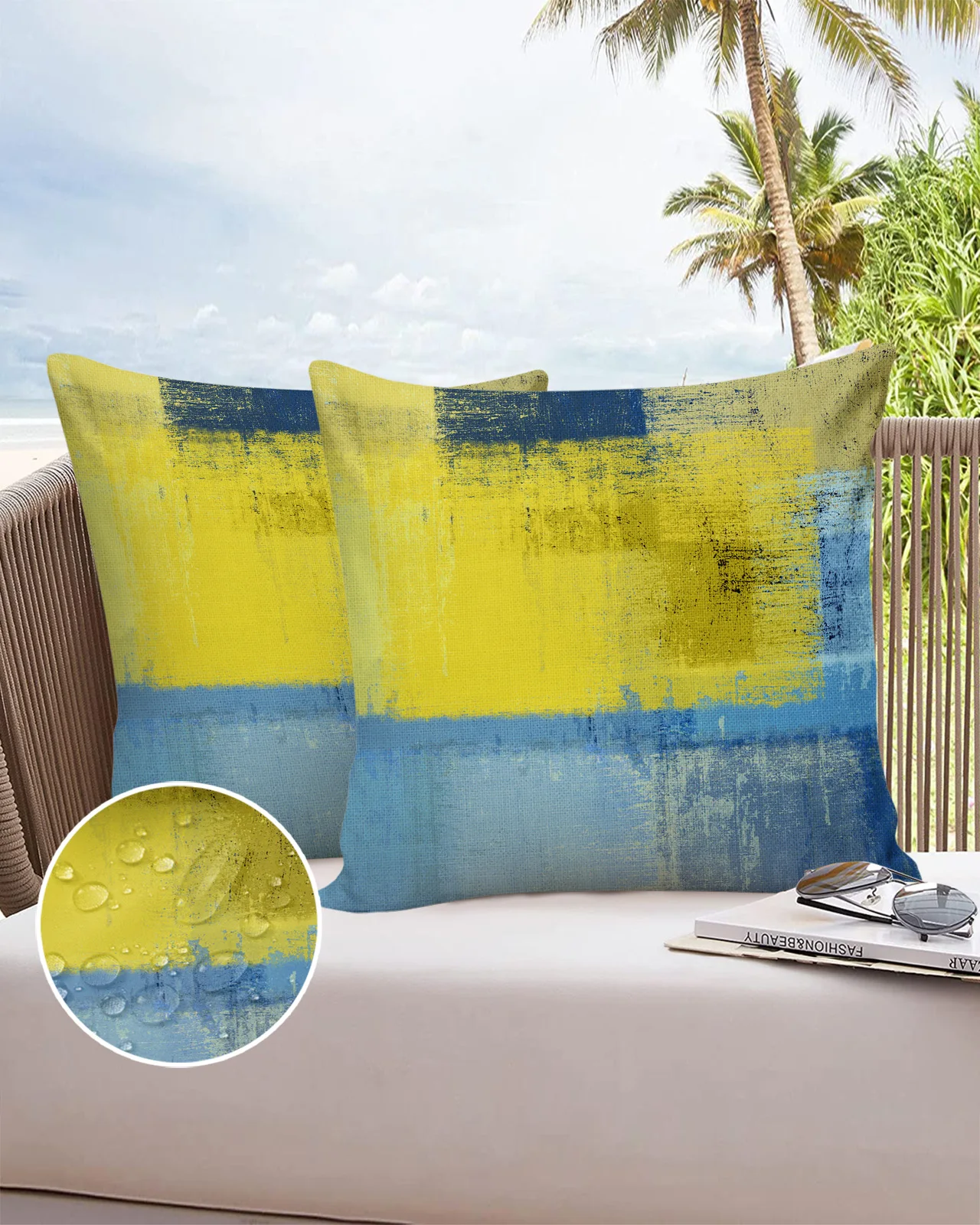 

Abstract Oil Painting Geometric Yellow Cushion Pillowcase Set Living Room Sofa Decor Cushion Cover Waterproof Throw Pillowcover