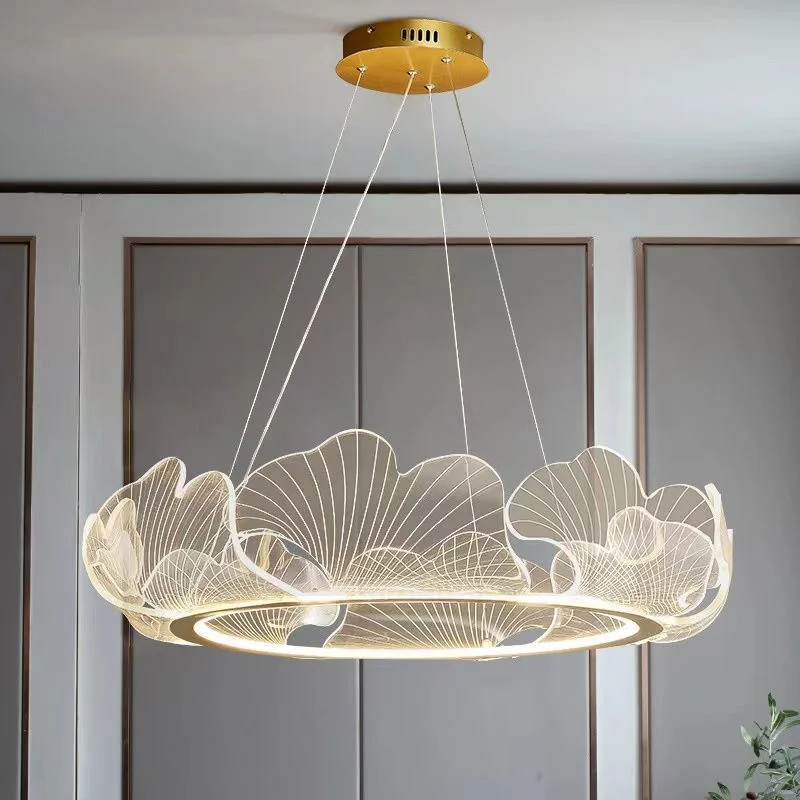 

LED Modern Acrylic Ginkgo Chandelier Round Pendant Light for Dinging Room Bedroom Luminaria Lighting Fixture