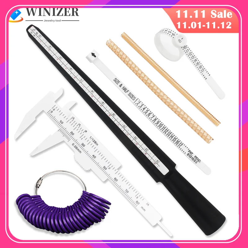 

Ring Sizer Measuring Tool Ring Size Adjuster for Loose Rings Mandrel Vernier Caliper Bracelet Finger Gauge Jewelry Making Tools