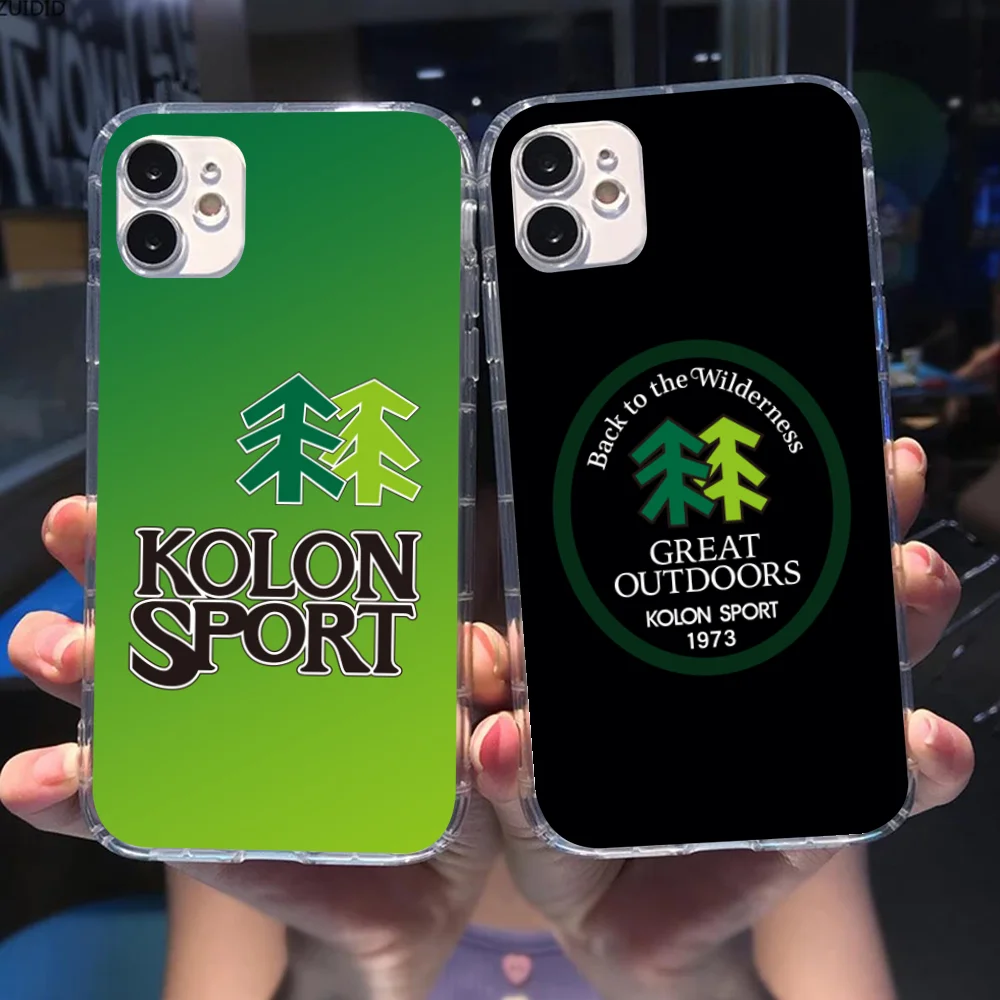 Mobile K-Kolon Sport Phone Case for iPhone 16 15 14 13 12 11 X XR XS Pro Max Plus Mini Clear Transparent Cover Cellphones Smart