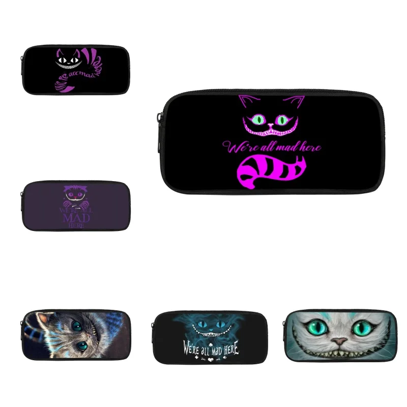 

Smile Cheshire Cat Small Children Pencil Cases Cartoon Simple Cosmetic Case for Lady School Supplies Stationery Kids Pencil Bag