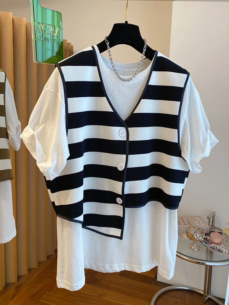 Новинка 2024 свободная повседневная футболка модные топы с круглым вырезом и