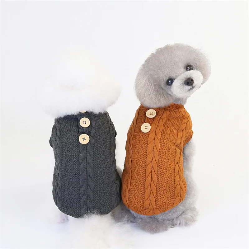 Dog Sweater Fall Winter O-Neck Knitted Puppy Vest Inner Warm Fleece Sleeveless Clothes for Small Medium Dogs Cats Boy Girl