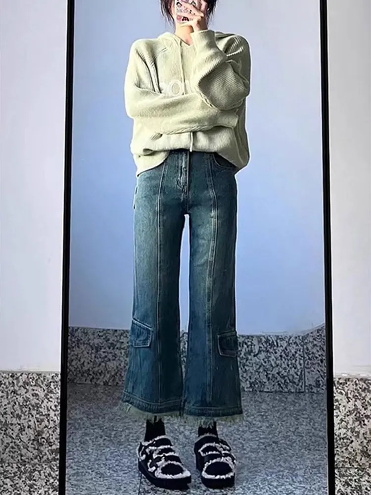 Очень большая женская одежда больших размеров потертые широкие джинсы в стиле