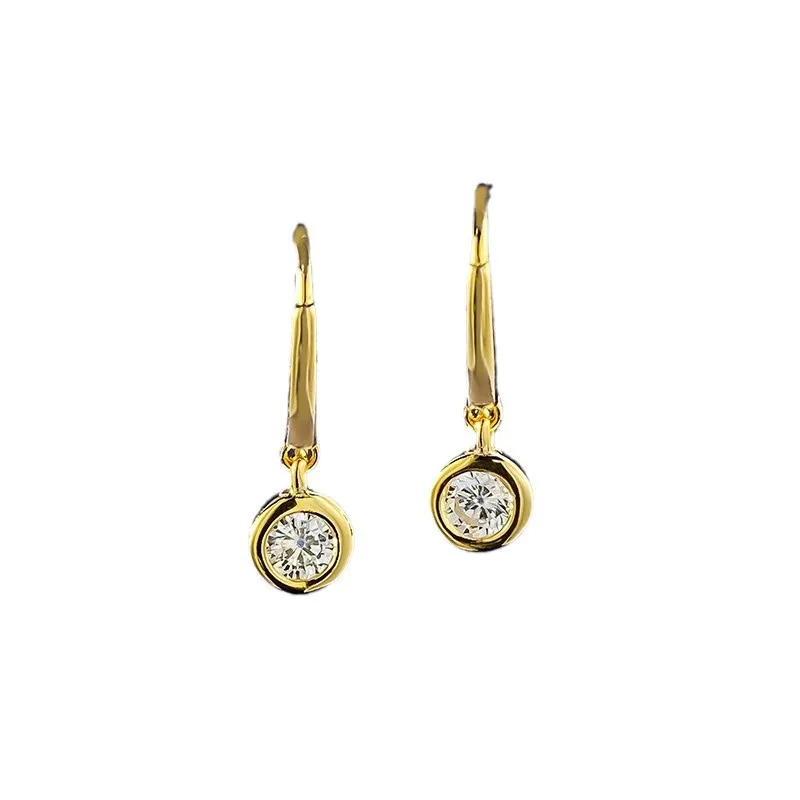Новые европейские и американские серьги-кольца из серебра S925 пробы с маленькими бриллиантами, классический дизайн, гладкие, простые, свадебные украшения (art.: 3920da49aa1fe) - 3920da49aa1fe