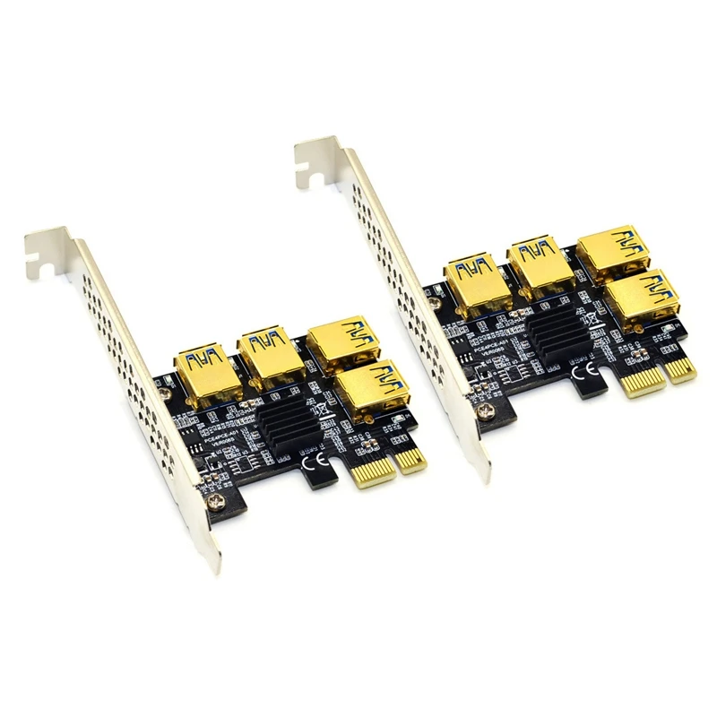 

2X PCI-E 1 To 4 Expansion Card PCI-E 1X To PCI-E 16X 4 Port USB3.0 Graphics Adapter Expansion Card For BTC Mining