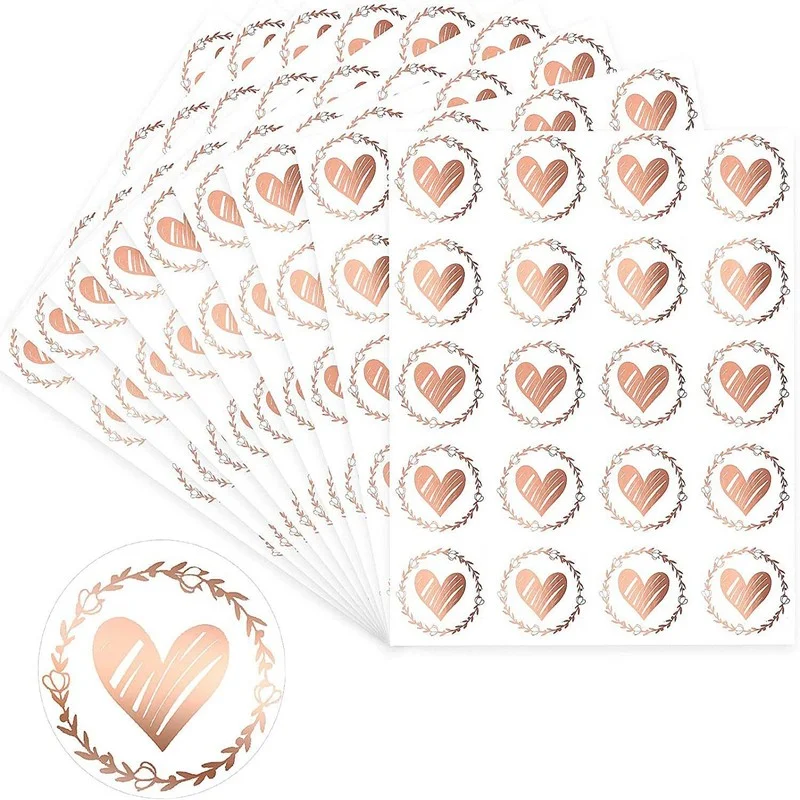 32mm Heart Envelope Seals Clear Bronzing Heart Stickers Round Sealing Sticker for Party Favor Wedding Invitation Card 200pcs