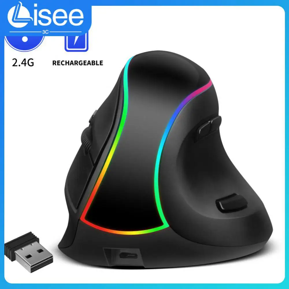 

Upright Mouse Vertical Gaming Mouse Charging Comfortable Grip Wireless Mouse Rgb Colorful 2.4ghz Ergonomic Desktop Mouse