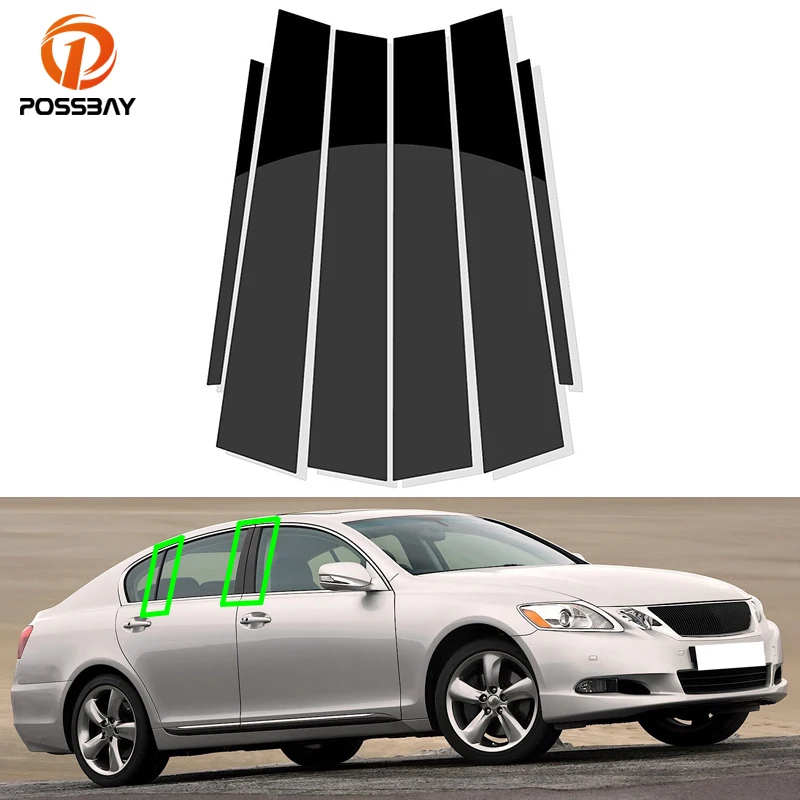 6 Pcs Car Black Window Pillar Posts Door Trims Cover for Lexus GS 2006 2007 2008 2009 2010 2011 Accessories Auto Exterior Parts