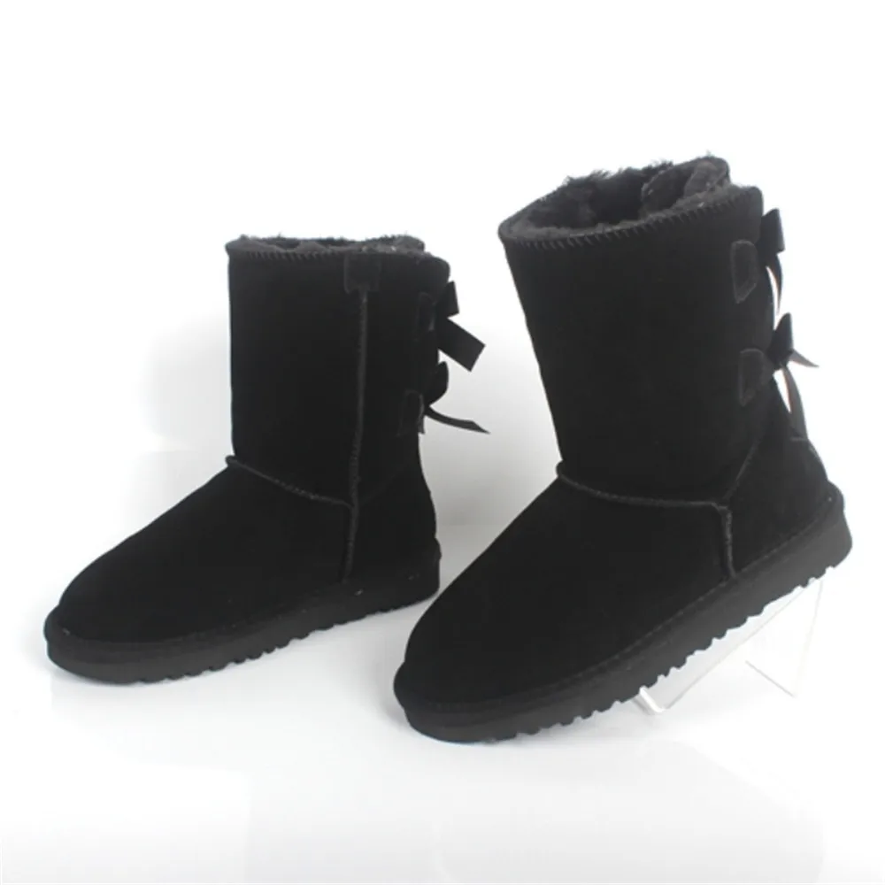 

Zapatos Mujer Classic Genuine Cowhide Leather Snow Boots 100% Wool Women Boots Warm Winter Shoes For Women Large Size 34-44