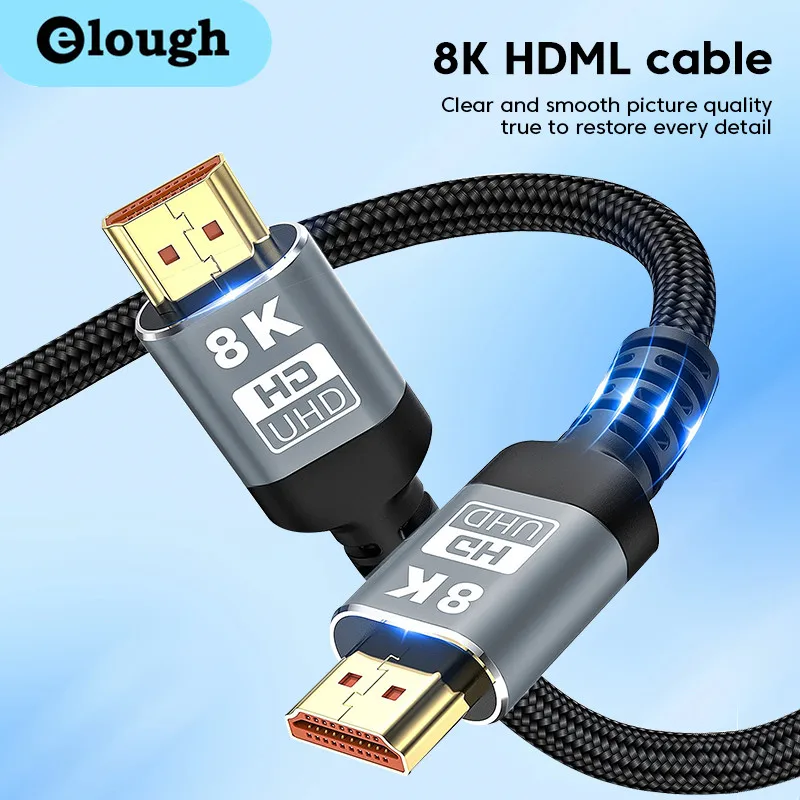 Elough 8K HDMI 2,1 кабель 8k 120 Гц 4k 60 Гц UHD HDR 48 Гбит/с HDMI-кабель 5 м для устройств больших ноутбуков с высоким разрешением