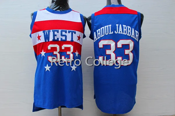 

33 KAREEM ABDUL Jabbar 1980 Weat All satr basketball Jersey blue Mens embroidery