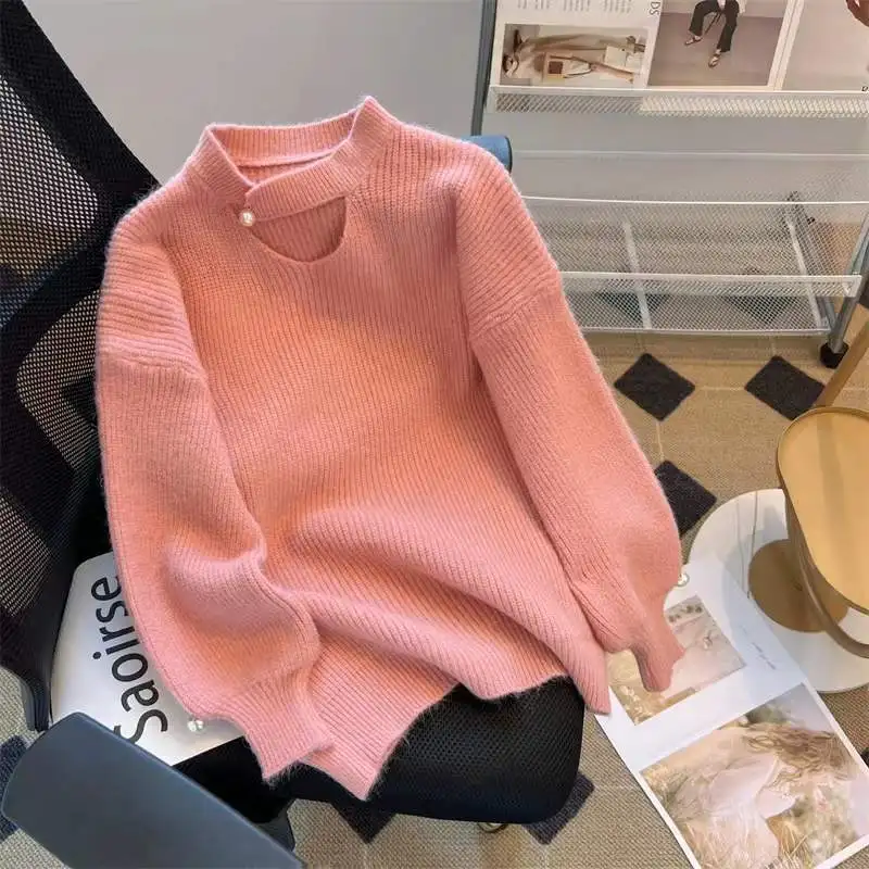 Новинка Осень-Зима Милый свободный свитер во французском стиле с длинным рукавом