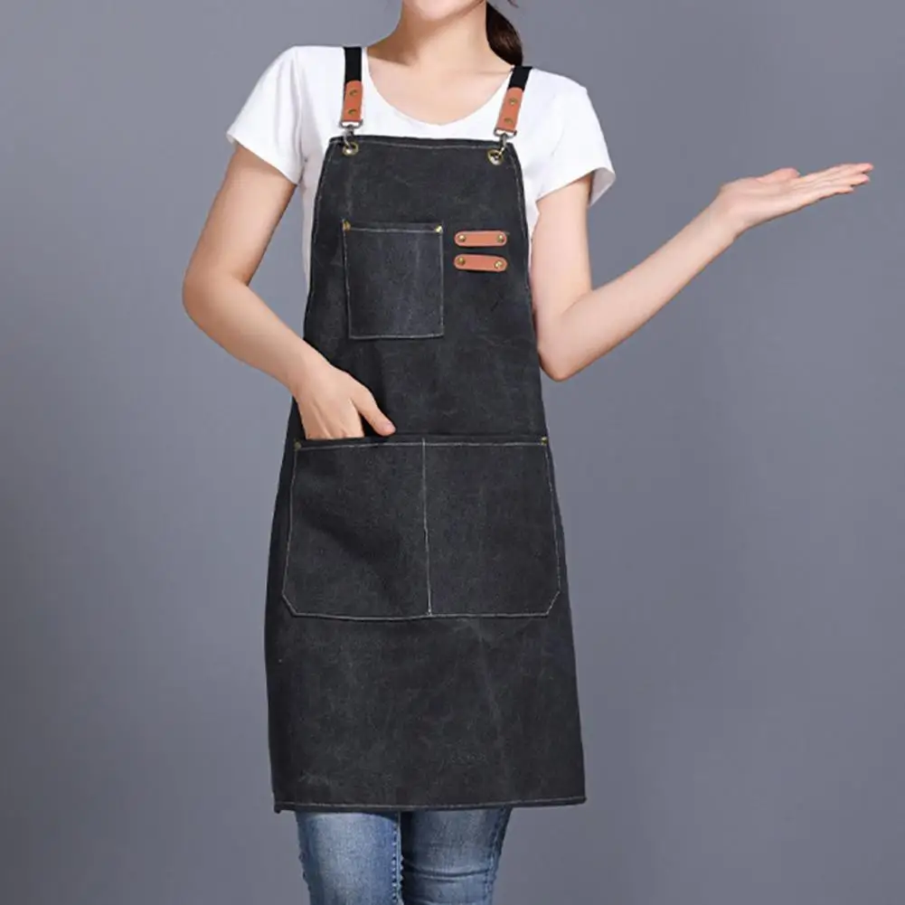 

Breathable Apron with Pocket Cotton Reinforced Stitching Cooking Bib for Home