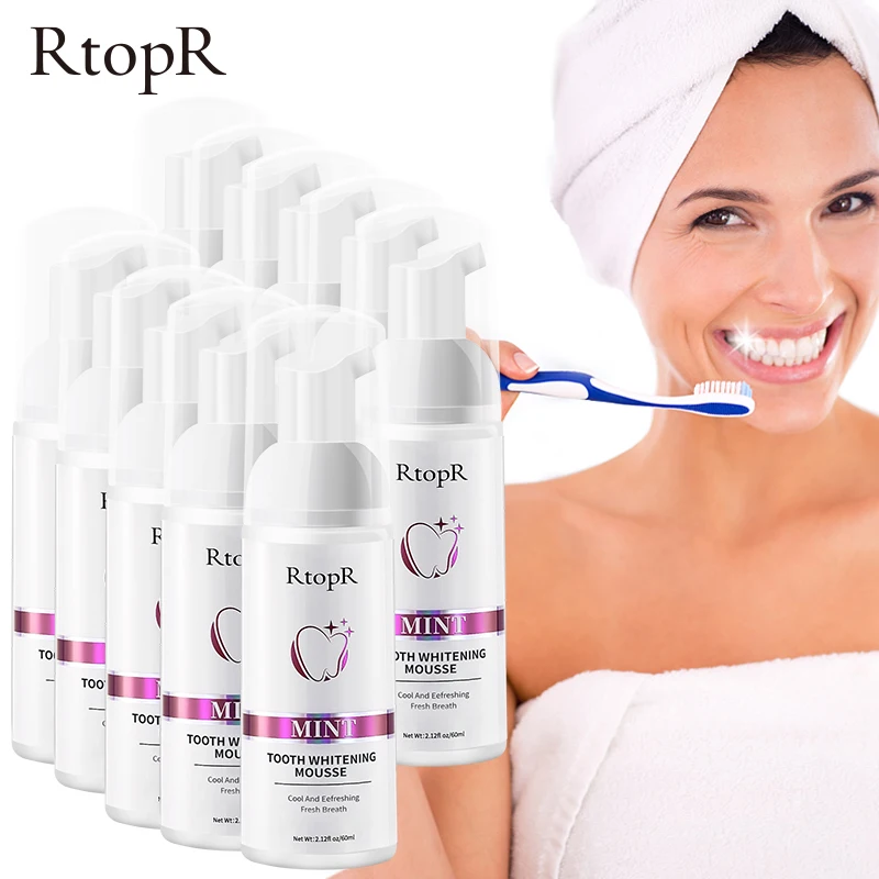 RtopR Teeth Cleansing Stains Removes Breath Freshen Teeth Whitening Mousse Oral Hygiene Mousse Foam Portable Travel Toothpaste