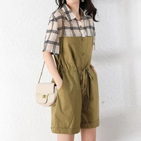 2022 summer womens new shirts and jumpsuits loose and thin mid length western style retro short sleeved t shirt jumpsuits