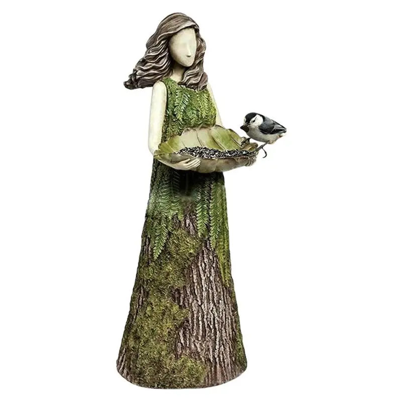 

Bird Feeder Fairy Statue Outdoor Garden Statue Resin Angel Sculpture Bird Feeder Bird Bath For Garden Lawn Yard Art Porch Patio