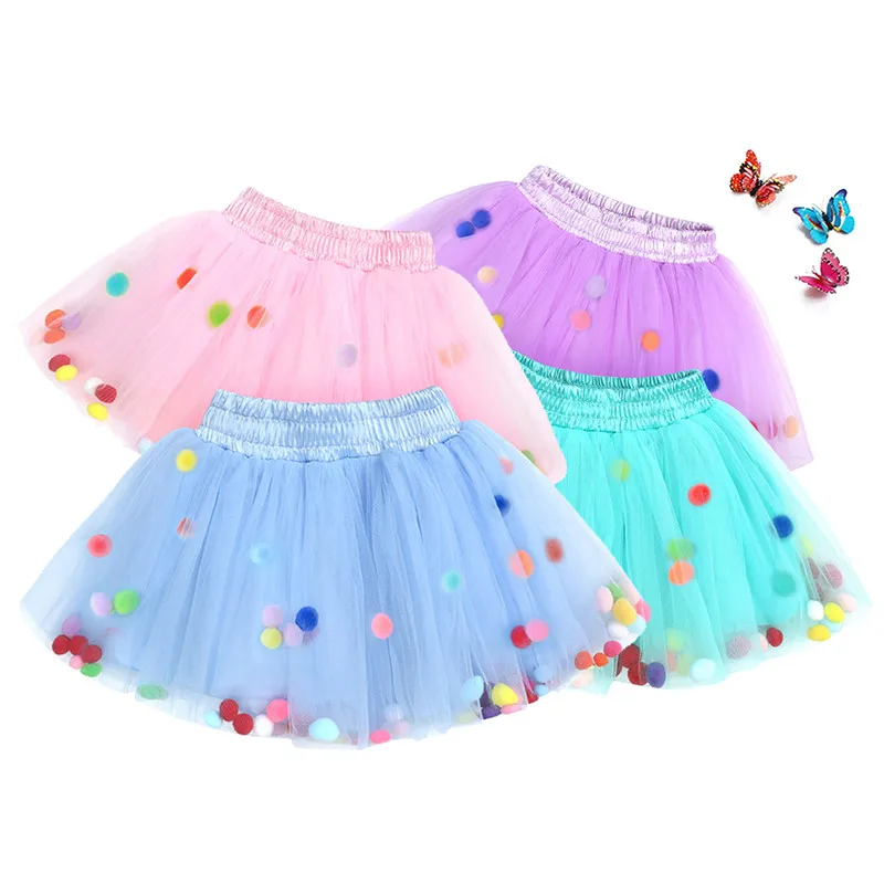 Summer Girls Tutu Skirt Multi Layer Tulle Girls Skirts Colorful Ball Gown Princess Mini Fluffy Skirt for Kids Children Clothes