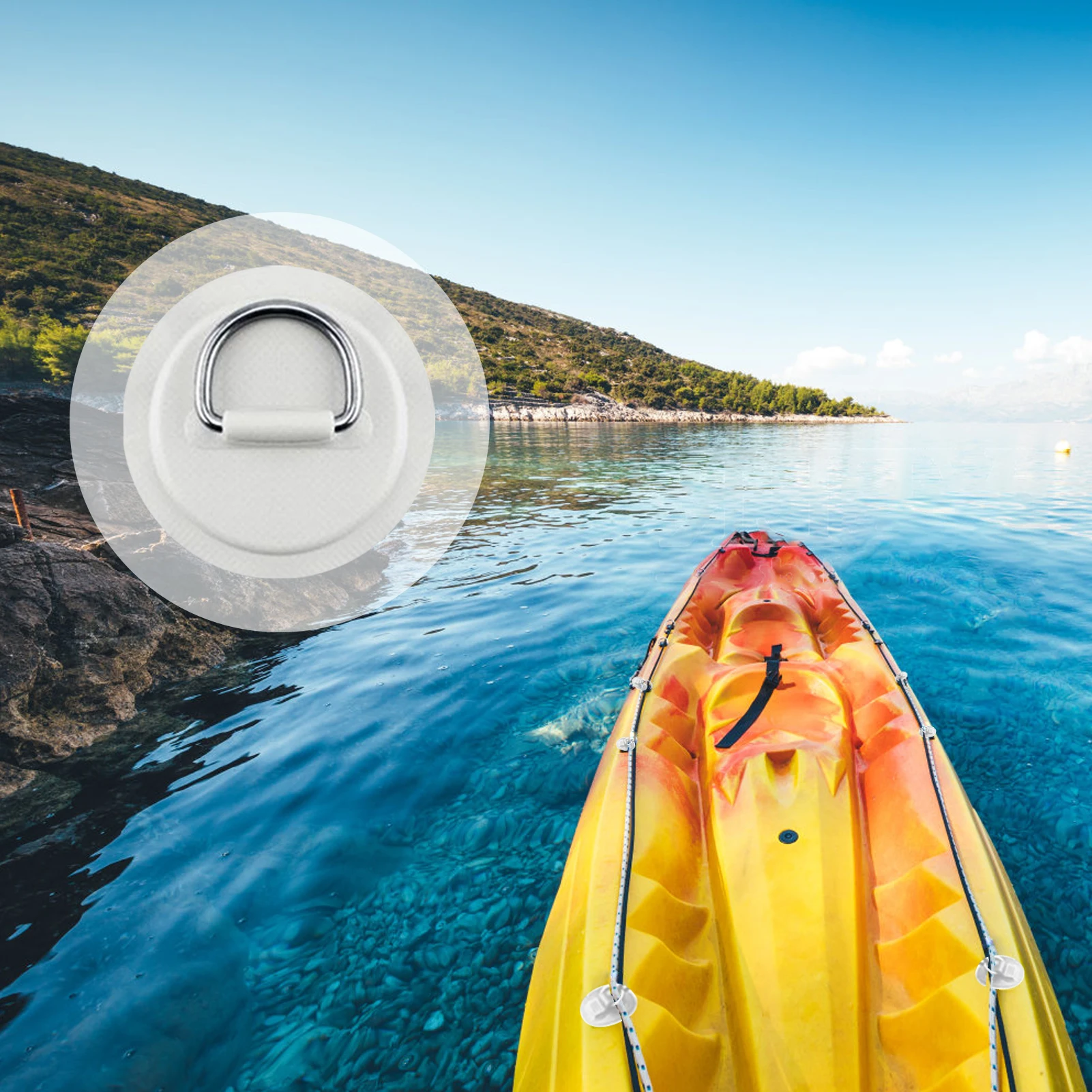 

8cm Stainless Steel D Ring Pad PVC Patch 2.5m Elastic Bungee Rope Fixed Buckle Kit For Inflatable Boat Raft Canoe Paddle Board