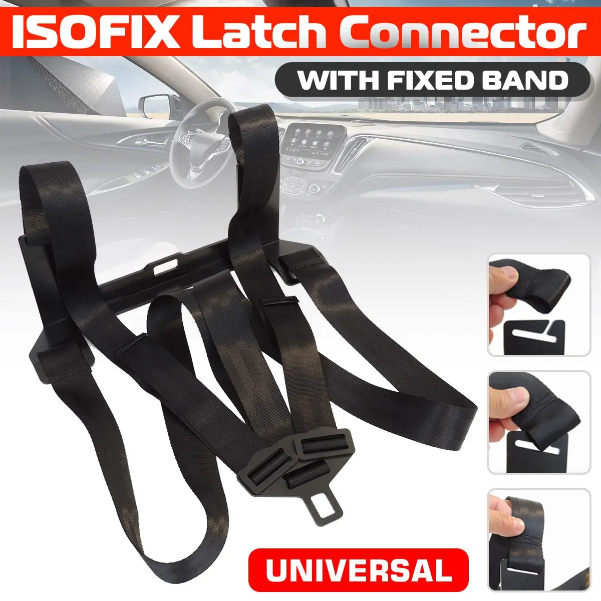 

Universal Car Seat ISOFIX Latch Belt Interface Guide Grooves Connector Steel Seat Bracket For Baby Child Safety With Fixed Band
