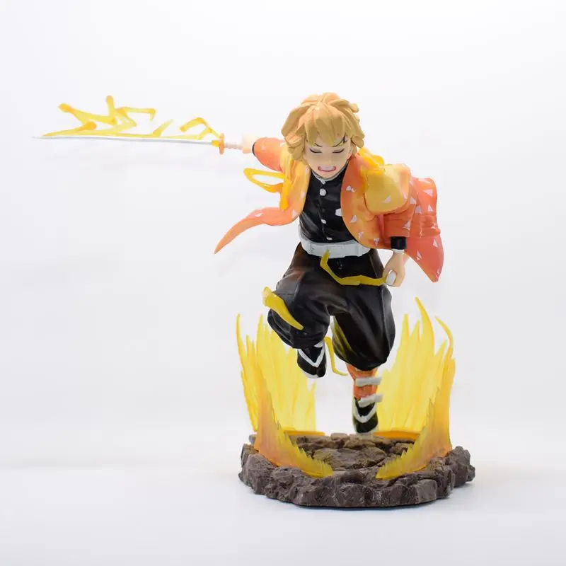 

Boxed 19CM Demon Slayer Agatsuma Zenitsu Battle Edition Scene Statue PVC Action Figure Model Collectible Toy Gift