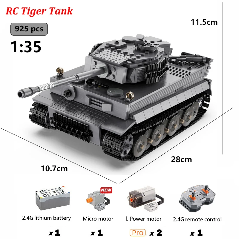 

Cada NEW Rc Tank Miniaturas 1:35 WW2 German Military Armas Tiger Tank Model Toys MOC Building Blocks Toys For Boys Brinquedos