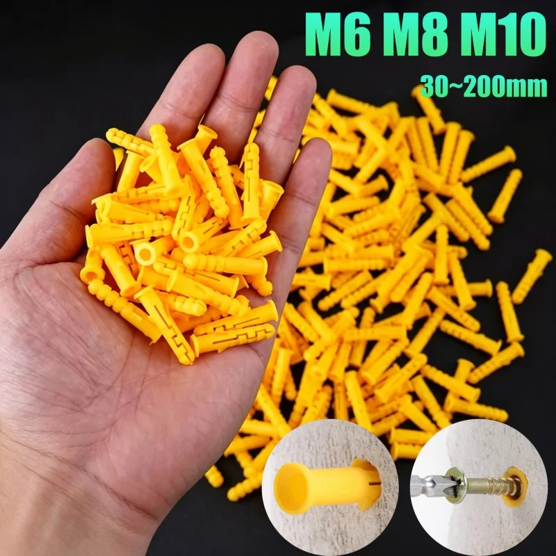 Фото Beicai 10-1000 шт. пластиковые распорные дюбели M6, M8, M10, резиновые заглушки, нейлоновые распорные винты-анкеры, дюбели для стен №1