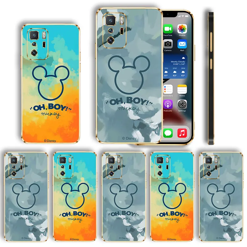

Soft anti-drop Electroplated Mickey Mouse Watercolor Paintng Case For Xiaomi Redmi Note 9 9S 9T K40 Note 10 Pro 9A 8 10 9C K40