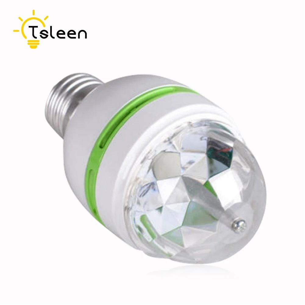 

1PC Mini 110V 220V led stage lamp 3W Party Lighting E27 AC85-265v Crystal Magic Color Changing Auta Rotating RGB Night Light