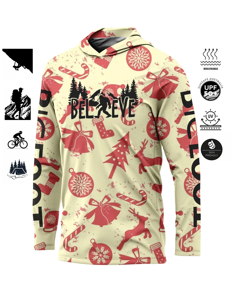 BIGFOOT męska koszulka do biegania z filtrem przeciwsłonecznym kapturem UPF 50+ długim rękawem szybkoschnąca oddychająca turystyka odzież