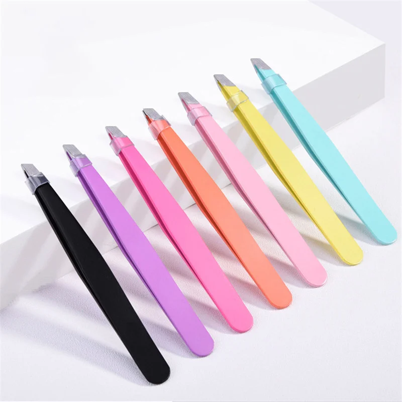 

Stainless Steel Eyebrow Tweezer Face Hair Removal Tweezers Colorful Makeup Eyelash Tweezer Eye Brow Clips Eye Makeup Tool