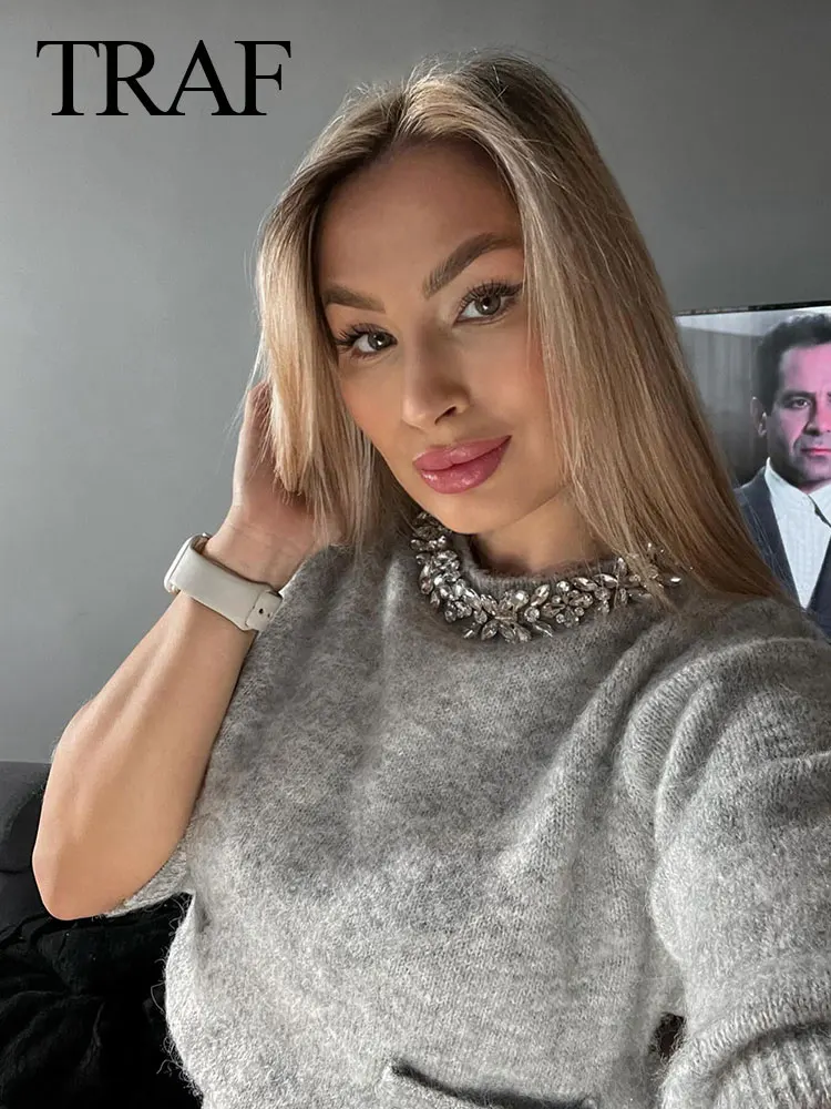 Женский Повседневный пуловер с круглым вырезом и длинным рукавом