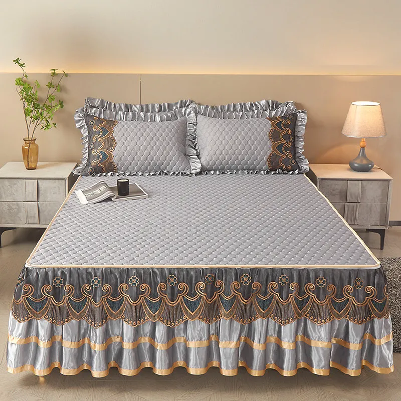 

European Lace Latex Summer Bedspread for Beds 180x200 Removable Bed Skirt Double Cooling Sleeping Bed Cover Machine Washable