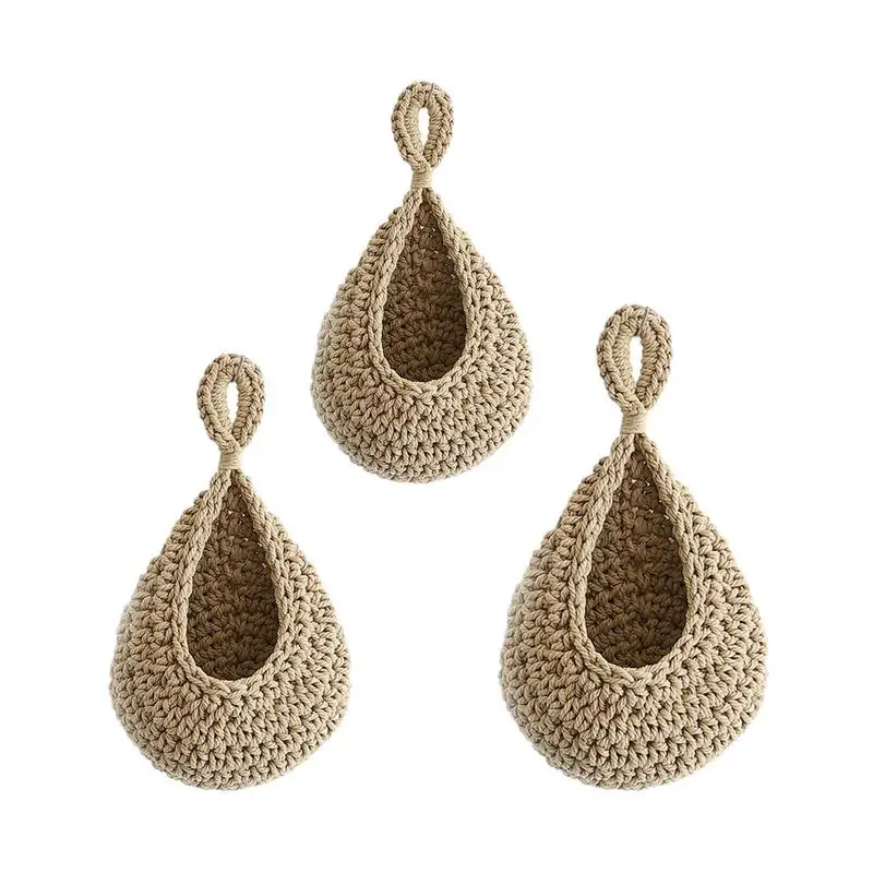 

Kitchen Woven Basket Macrame Handwoven Rope Basket Wall Storage Household Accessories Rope Basket For Kitchen Vegetable Children