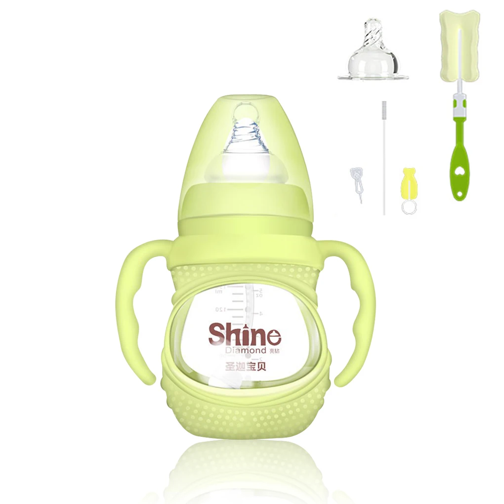 

Feeding Bottle Baby Feeder Portable Drinking Nursing Learn Heat-resistant Children Silicone Green, 150ml, Type 3