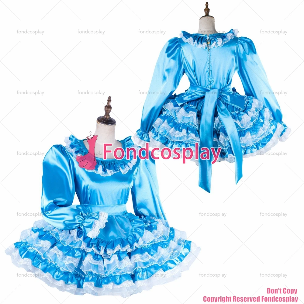 

Сексуальная одежда для взрослых с крестом fondcosplay, блестящее Короткое синее атласное платье из органзы, горничная Сисси CD/TV[G2016]