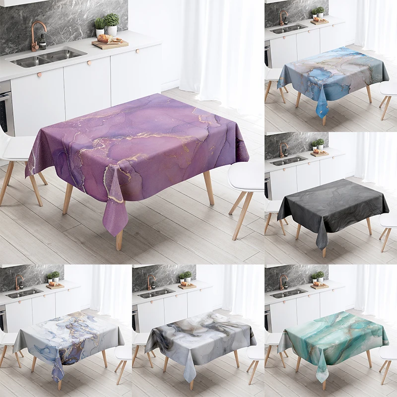 

Marble Pattern Table Cloth Home Decor Stain Resistant Waterproof Table Decoration Rectangular Kitchen Fireplace Countertop