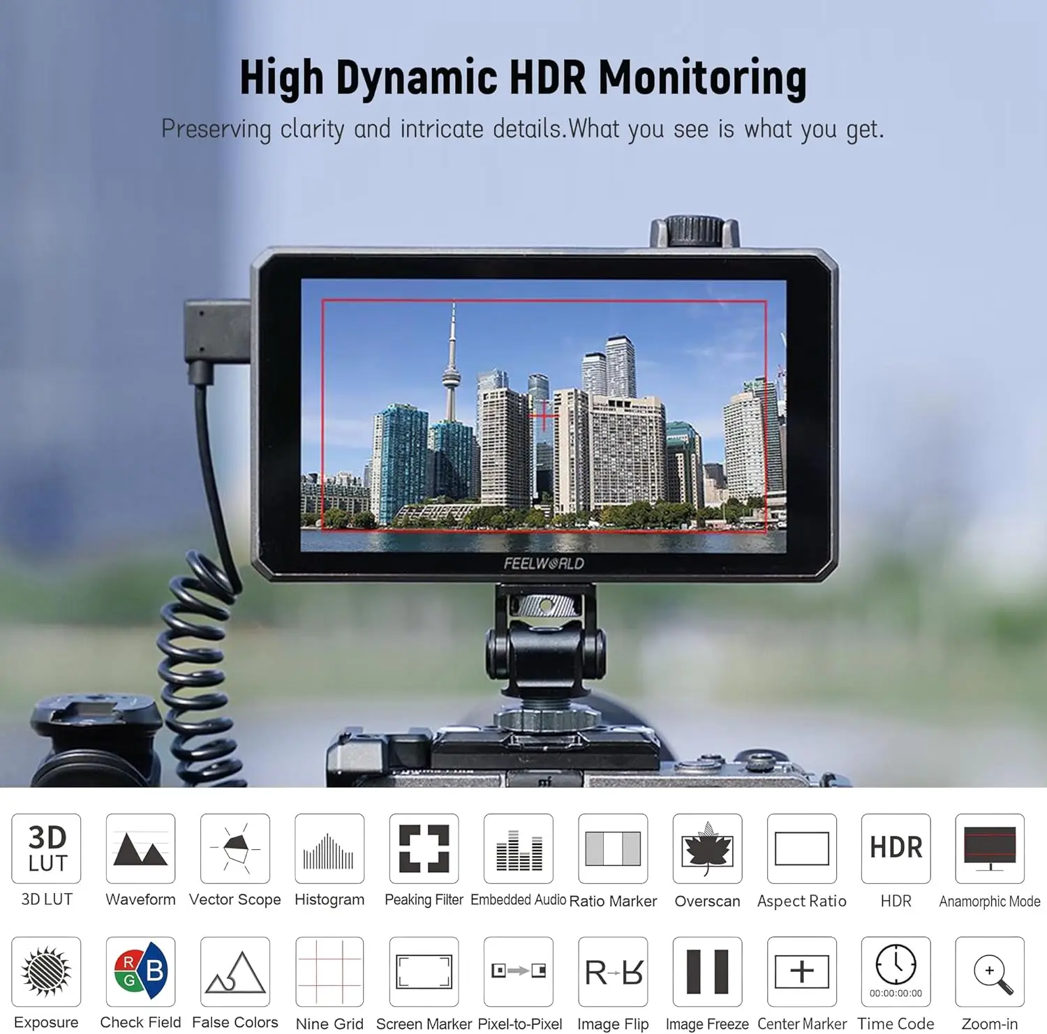 Feelworld SC6 6 дюймов1500nit 1920*1080 монитор с сенсорным экраном 1000:1 контрастный HDMISDI яркий встроенный монитор с алюминиевым полем (art.: 3920d1bebd418) - 3920d1bebd418