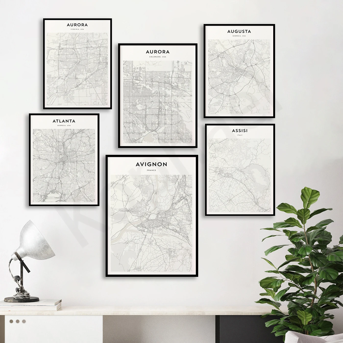 Чартюр Бейкерсфилд, Авиньон, Аврора, аугста, Атланта, Афины, ассии, Арлингтон, Антверпен. Постер с картой путешествий в городе