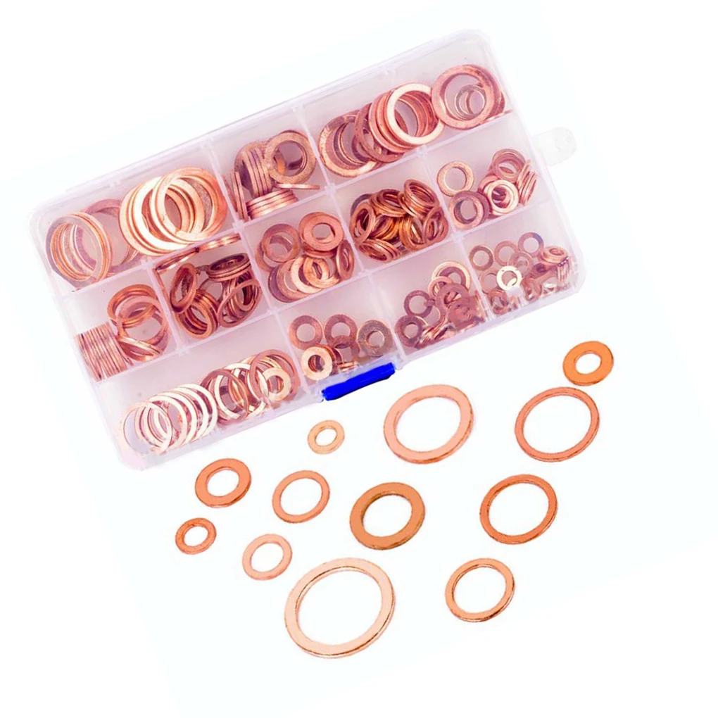 

Copper Washer Hardware Solid Gasket Set Flat Ring Sealing Kit Sump Plug