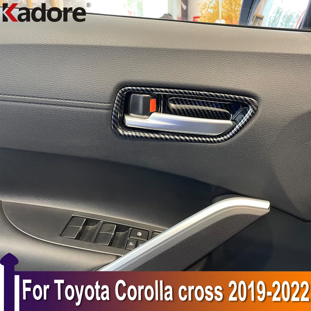 

Внутренняя дверная ручка, Накладка для Toyota Corolla Cross 2019-2020 2022, внутренняя переводная панель, автомобильные аксессуары, углеродное волокно