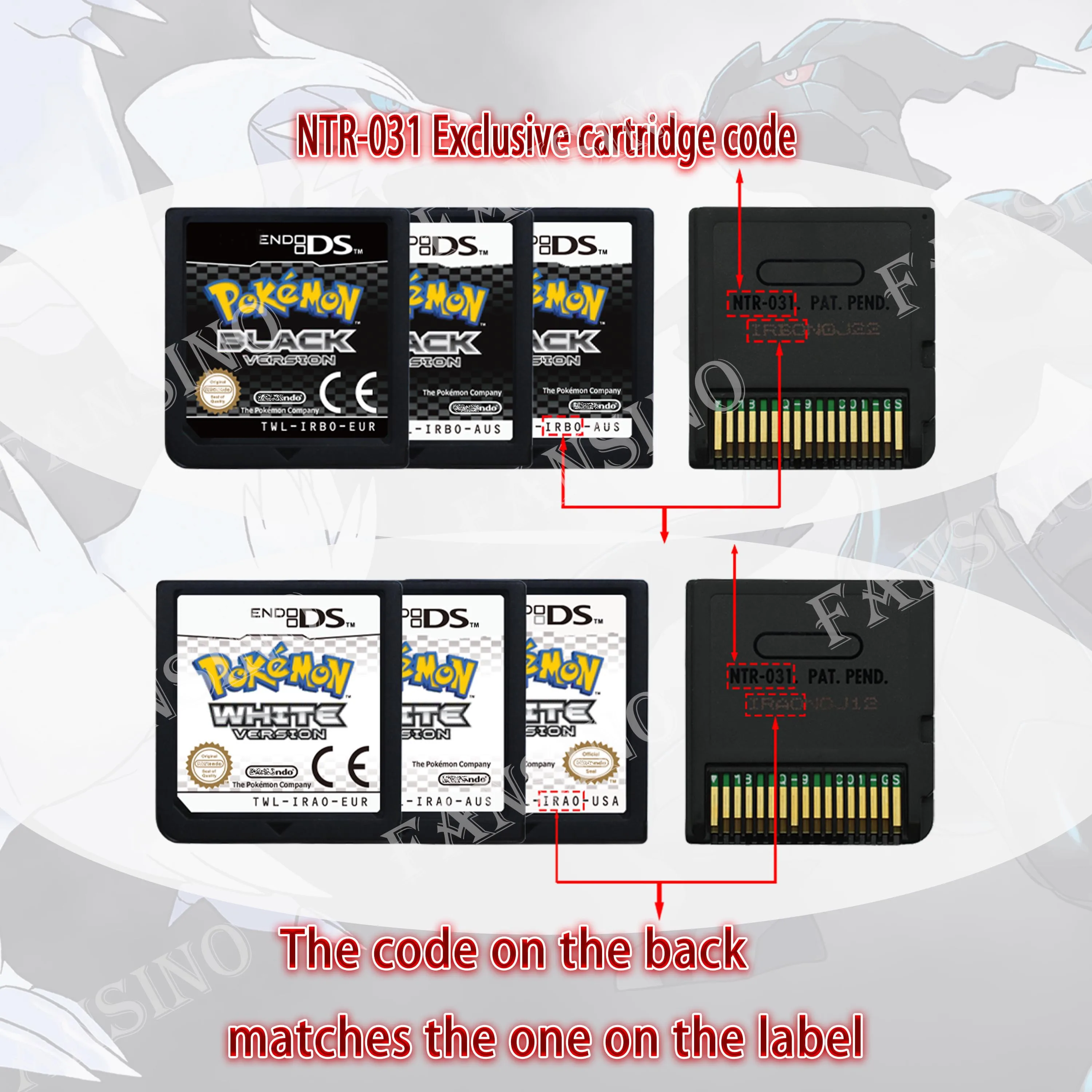 Высококачественная аутентичная реплика игрового картриджа Pokémon Black White 12 Version 1:1 для консолей DS, 2DS, 3DS (США, Европа, Австралия) (art.: 3920d87d77e2d) - 3920d87d77e2d