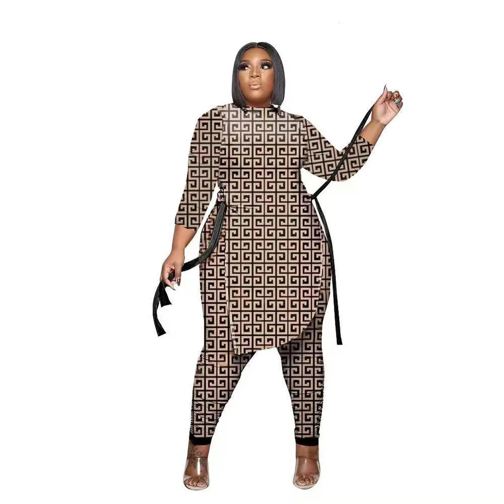 Plus Size 5xl Fashion Plus 4xl 2 Piece Set Woman o Neck Long Sleeve t Shirt Top Long Pants Set 4xl 5xl Plus Se 3xl 4xl 5xl 6xl