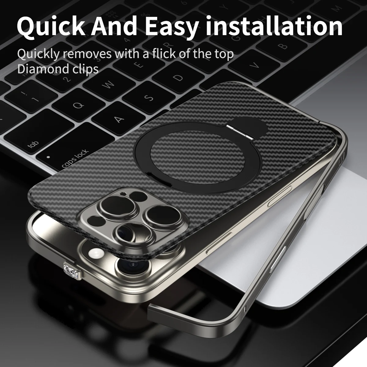 Модный чехол для телефона с невидимым кронштейном в металлическом каркасе iPhone 15