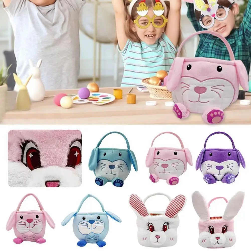 

Bunny Storage Basket Portable Bunny Handbag Plush Easter Rabbit Storage Bag Candy Basket Household Supplies Plush Toy Basket