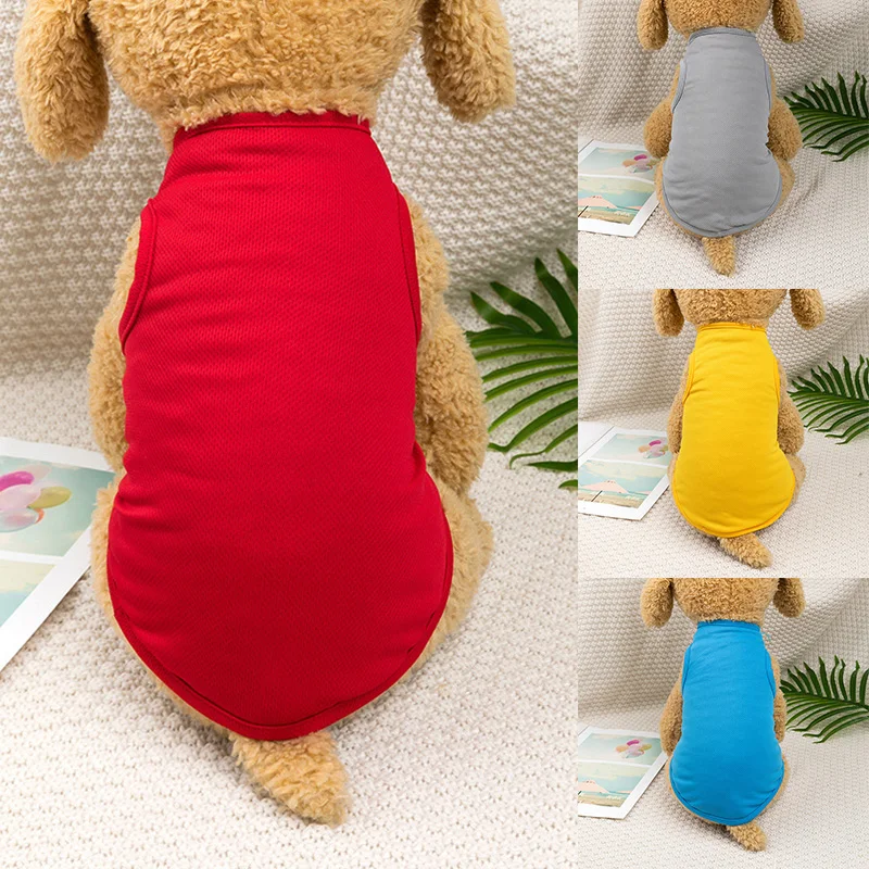 

Summer Pure Cotton Dog Shirts Solid Color Dog Vest Soft Casual Cat Vest Clothes T shirt for Small Dog Chihuahua Costume Jacket