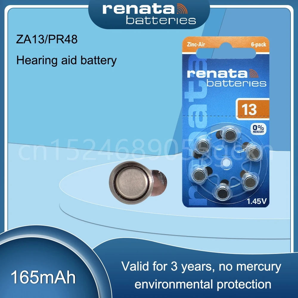 Аккумуляторы для слухового аппарата Renata 145 в A13 13A e13 ZA13 13 PR48, новая дата производства и Оригинальная батарея