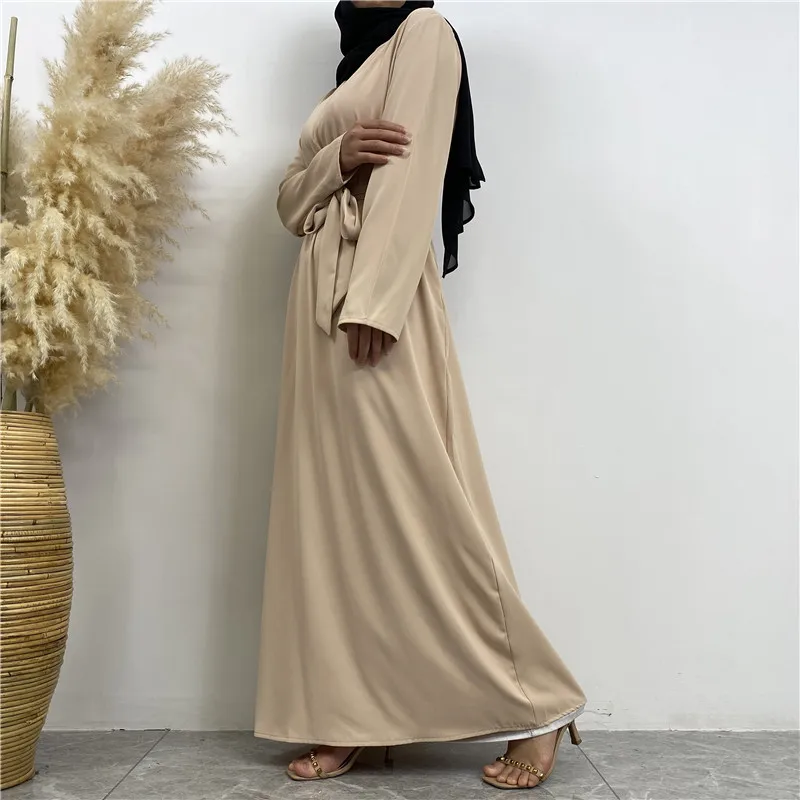 Hot Selle Muslim Woman Abaya With Pockets Islamic Casual And Simple Long Dresses Moroccan Caftan  muslim dress women turkish