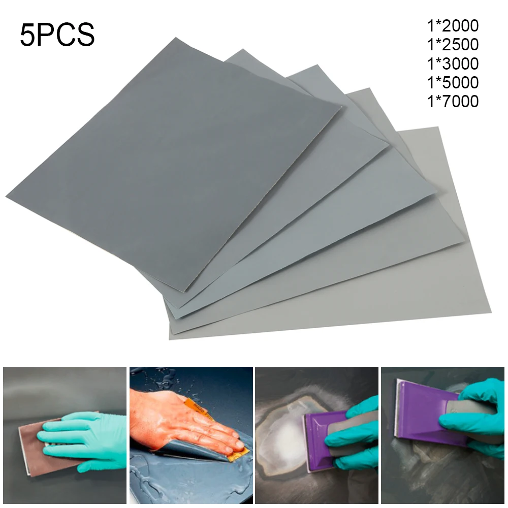 

Newest 5 Pieces Sandpaper Set 2000 2500 3000 5000 7000 Grit Sanding Paper Water/Dry Abrasive SandPaper 230*280mm