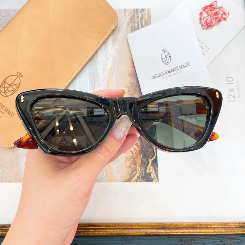 

Солнечные очки Жак JMM женские, роскошные брендовые дизайнерские толстые ацетатные солнцезащитные очки «кошачий глаз» для женщин